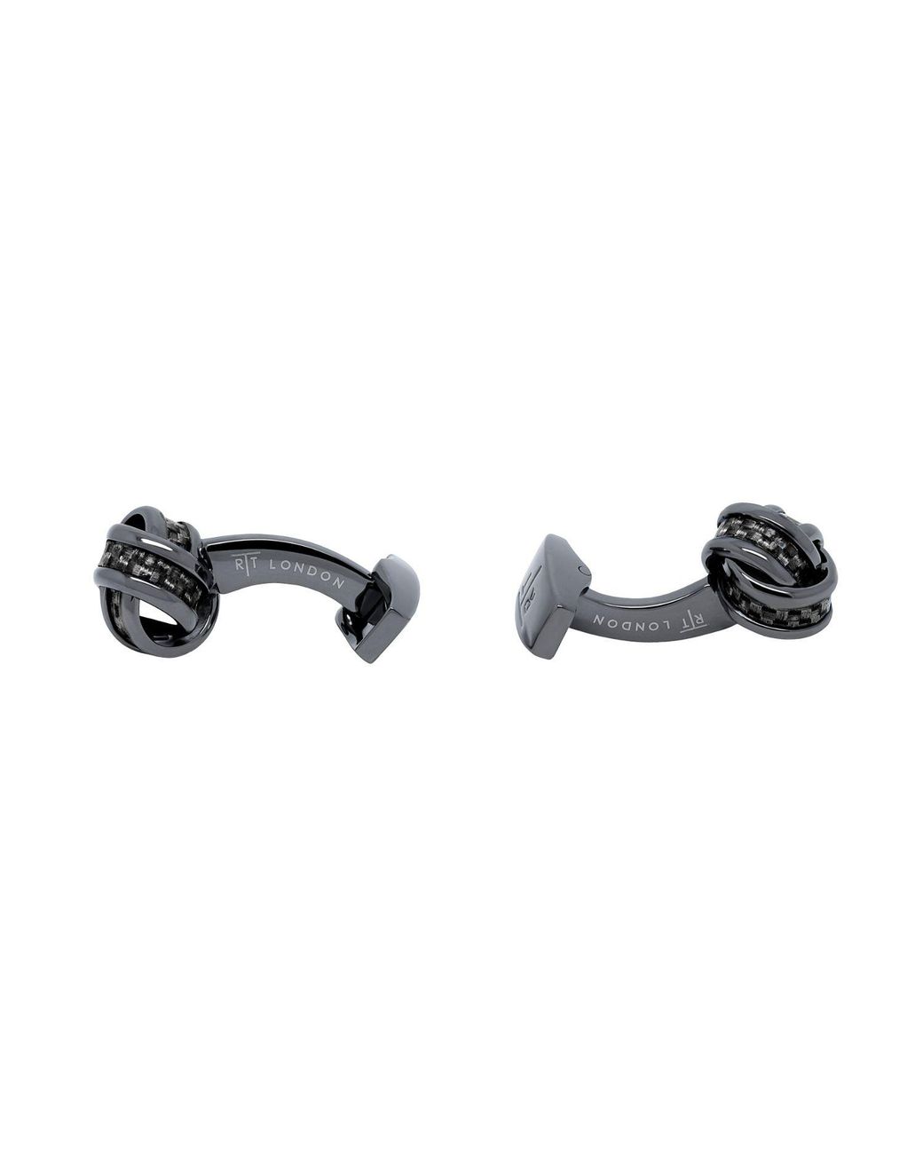 Tateossian Black Carbon Knot Cufflinks With Gunmetal Plated & Carbon Fibre for men