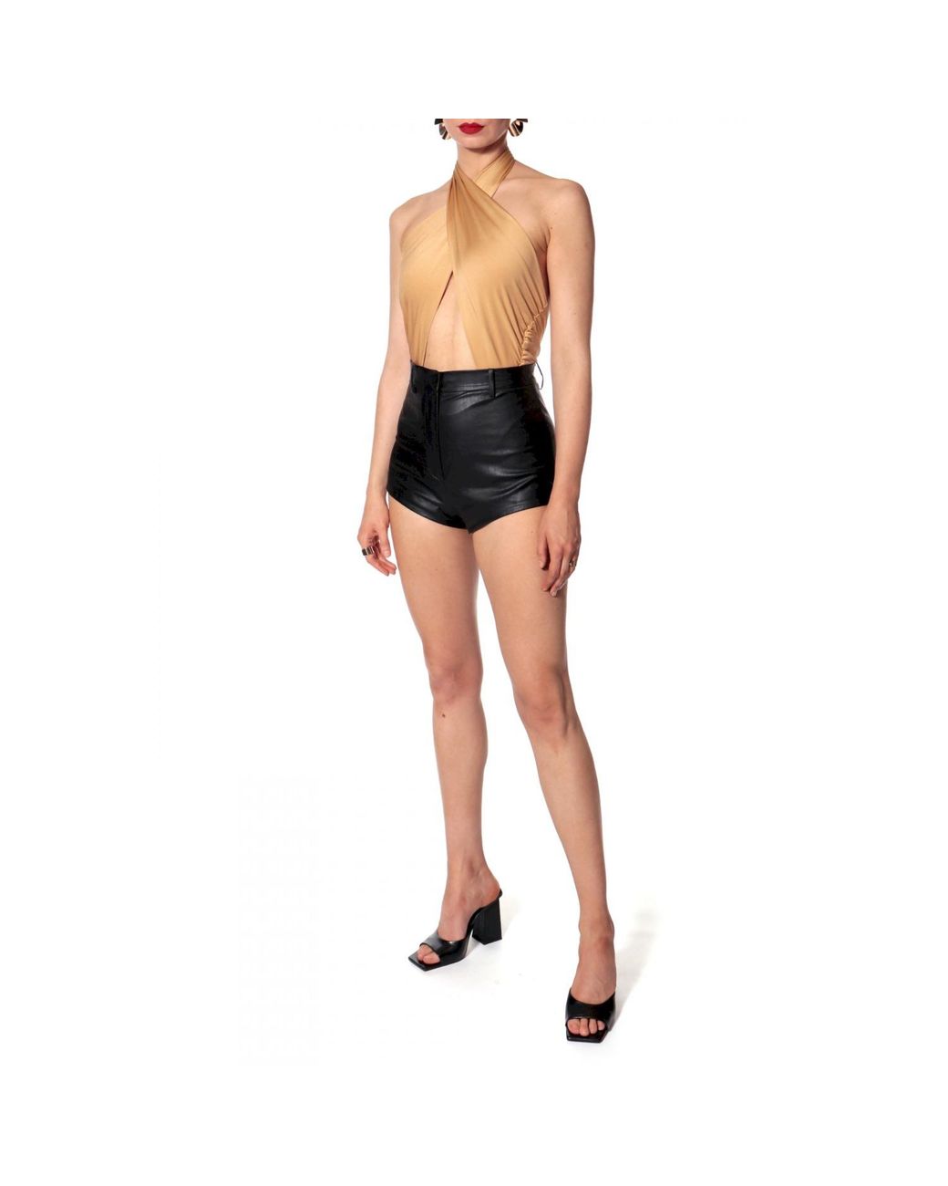 AGGI by HALEWSKI Black Cori Vegan Leather Shorts