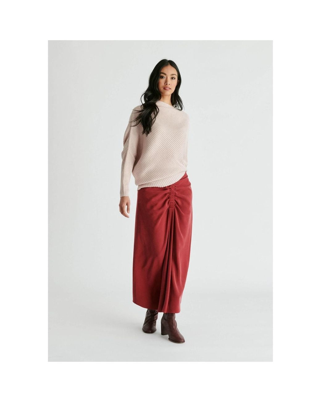 Paisie Natural Draped Knitted Jumper