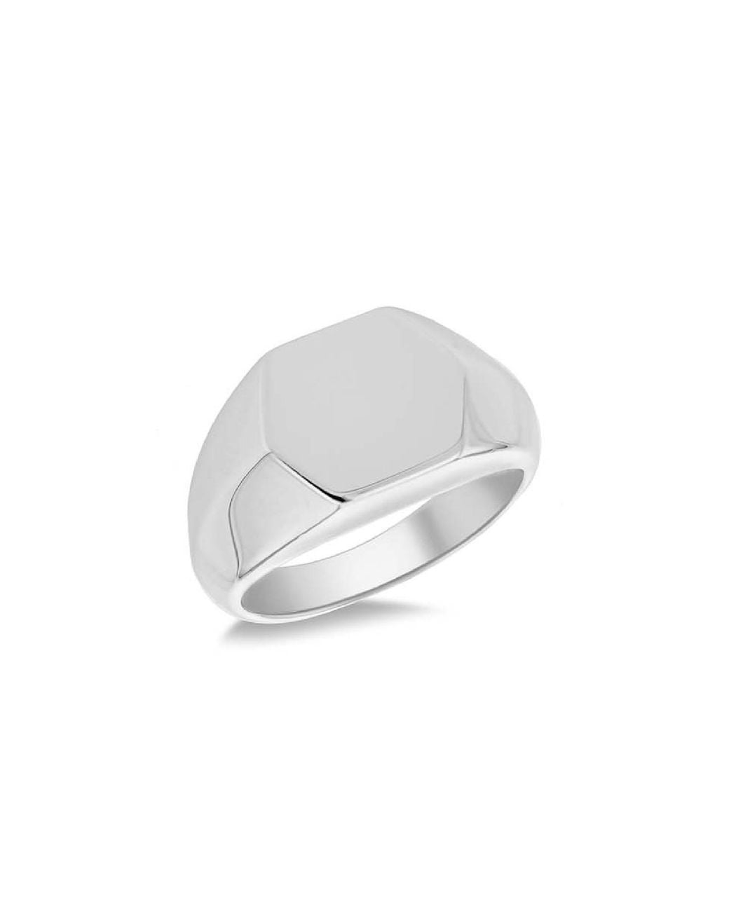 Posh Totty Designs White Sterling Silver Unisex Hexagon Signet Ring for men