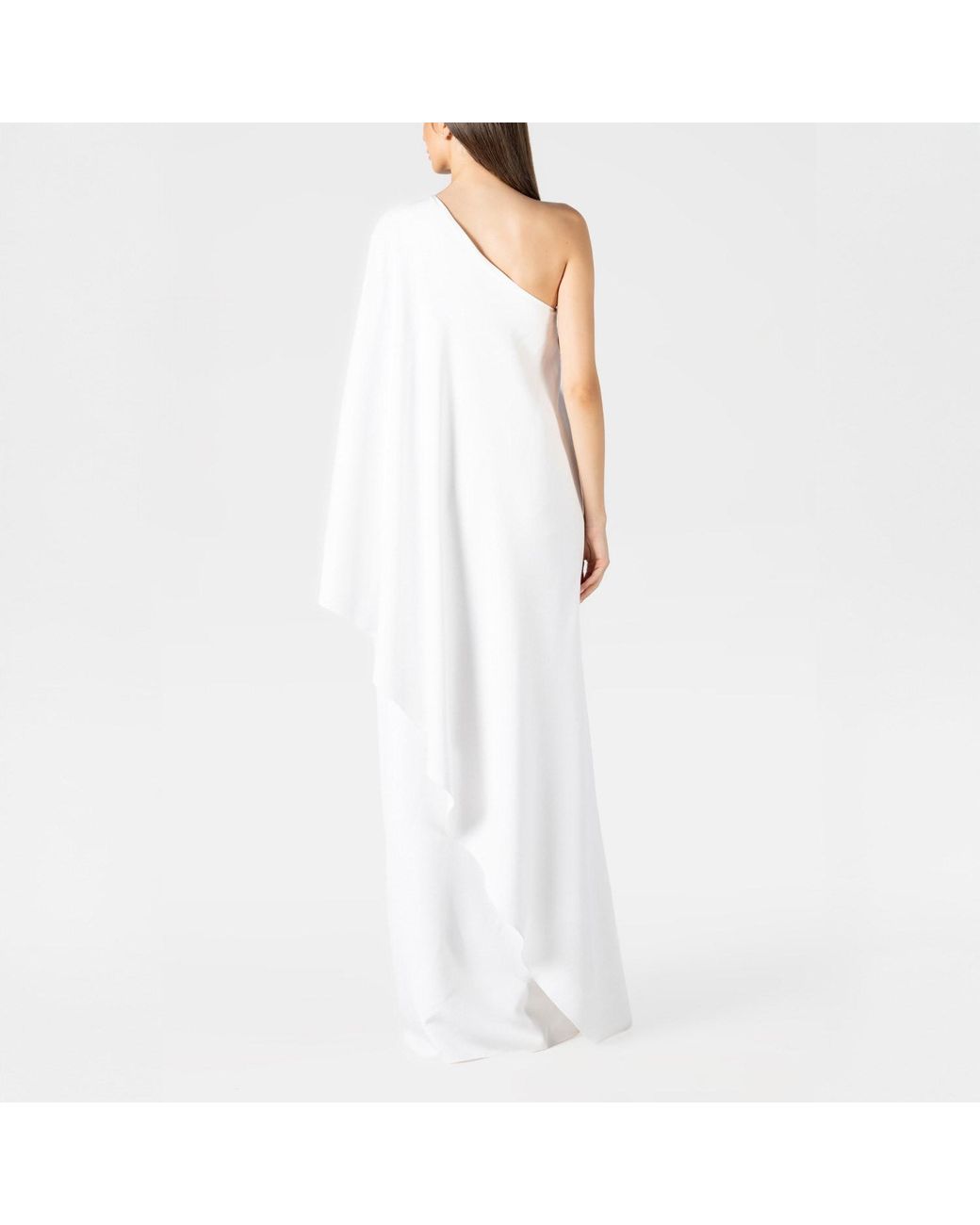 LIA ARAM White Mono Drape Gown