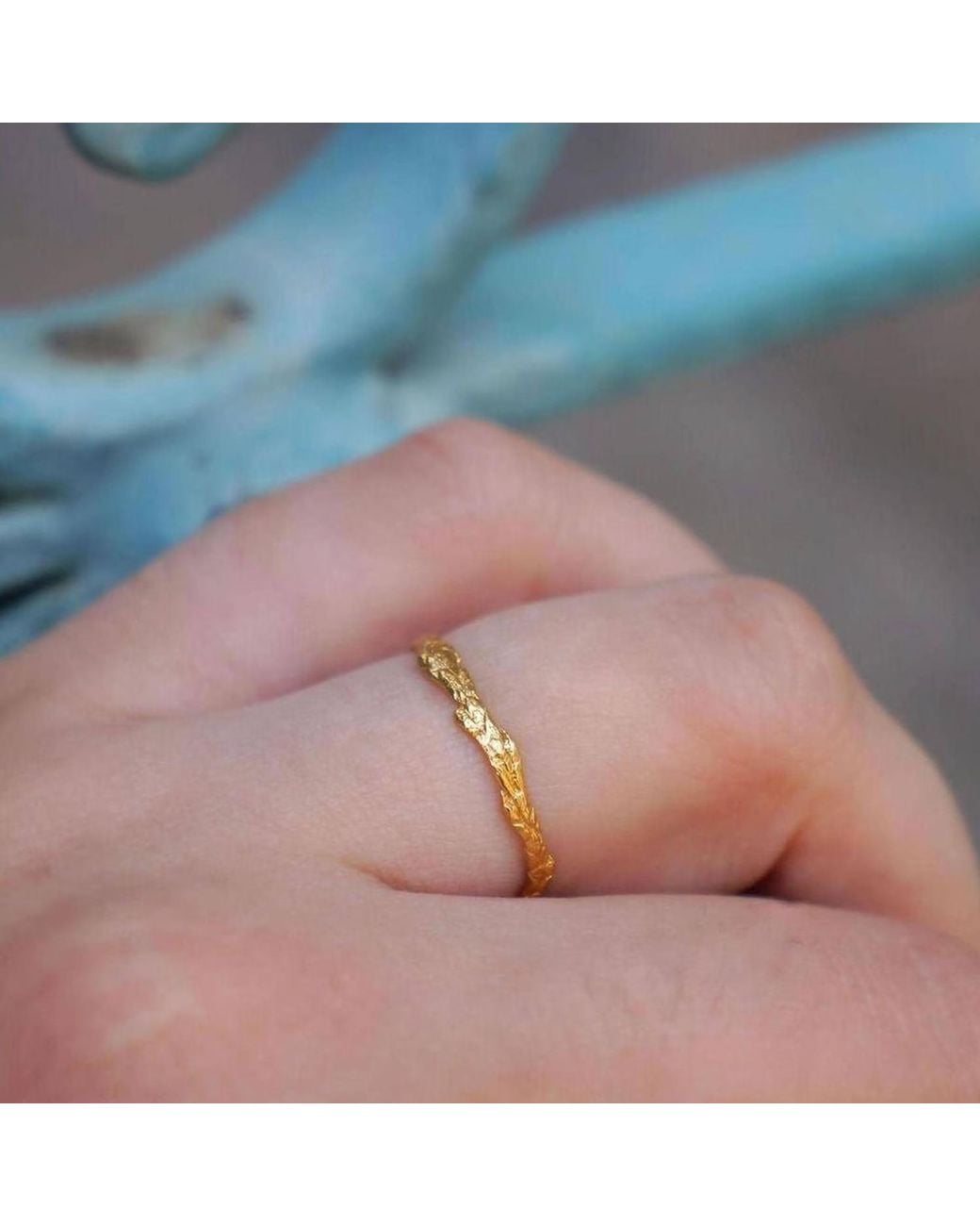 Mother Nature Jewelry Metallic Juniper Ring, Handmade Minimalist Twig Band