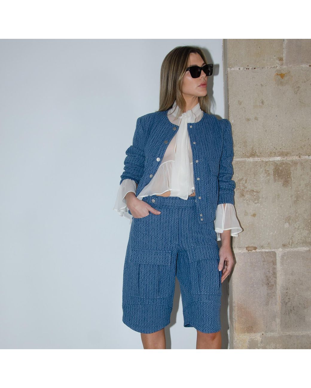 Audrey Vallens Blue Miss Av Jacquard Bomber Jacket