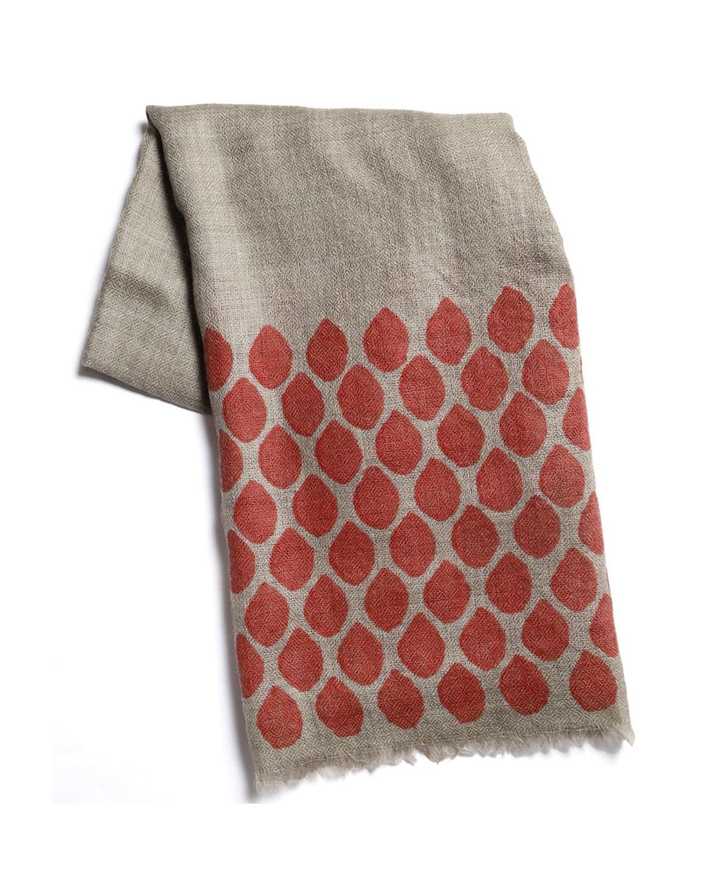 Babs Boutique NYC Orange Neutrals Cashmere Hand Block Printed Scarves
