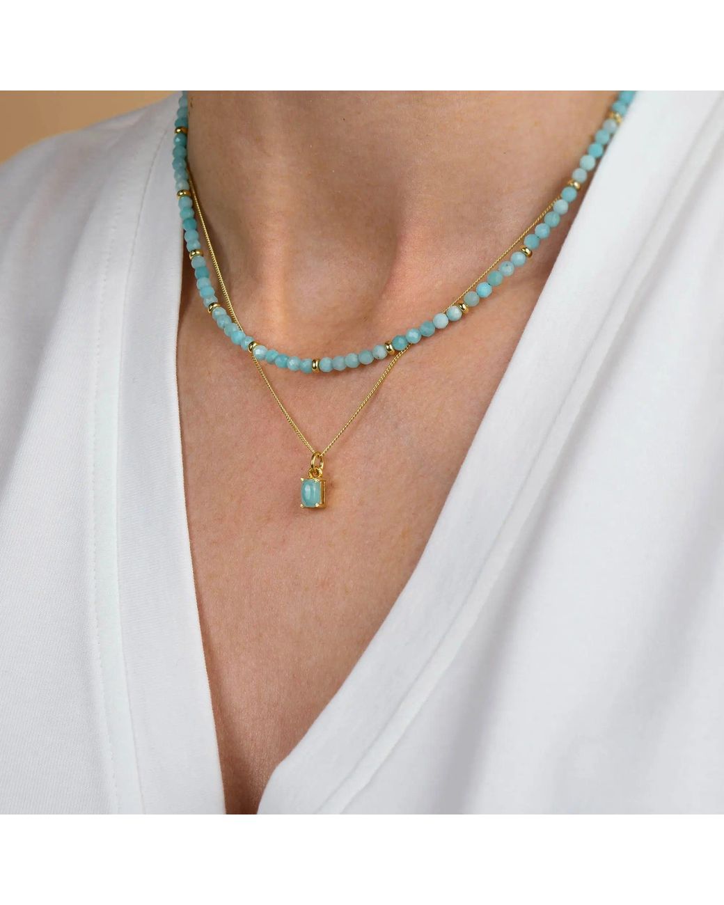 Nellou Jewellery Metallic Amazonite Octavia Necklace