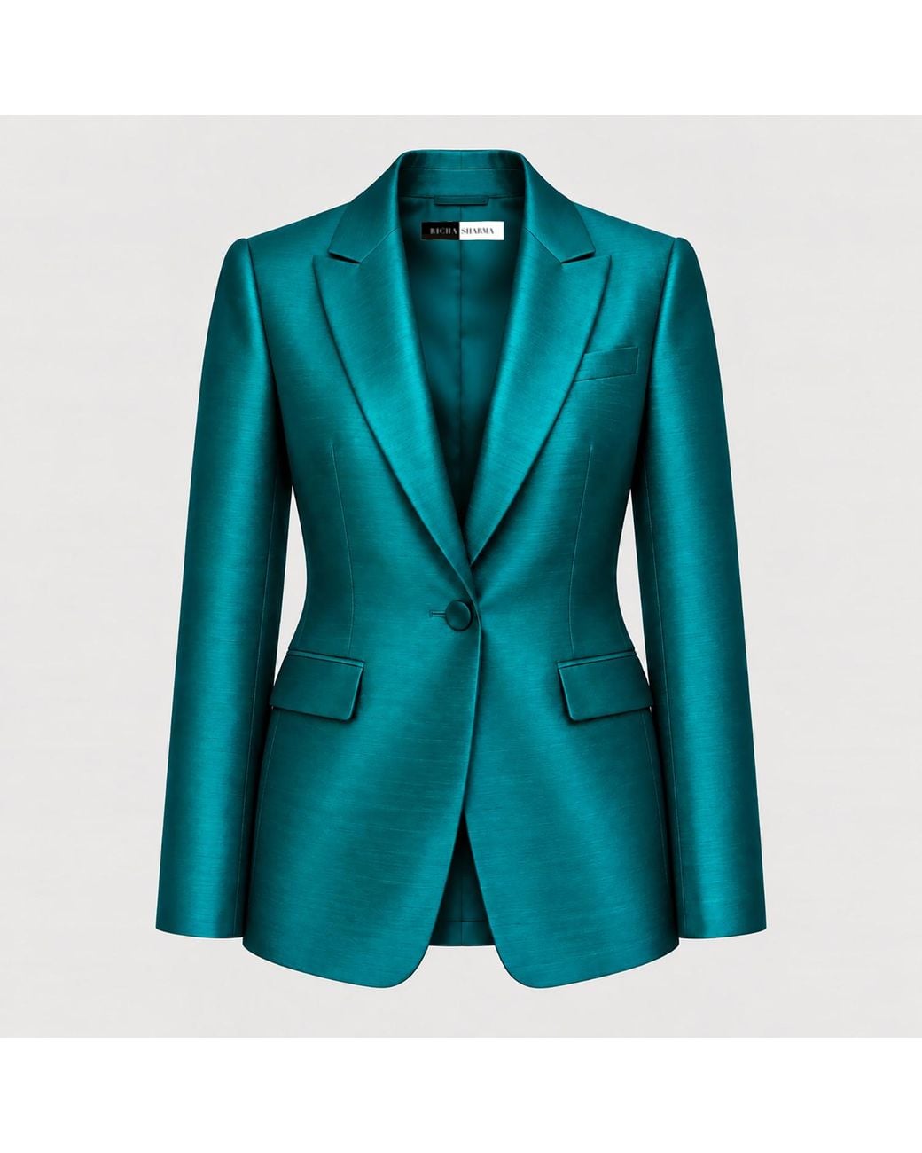Richa Sharma Blue Handcrafted Luxury Silk Blazer