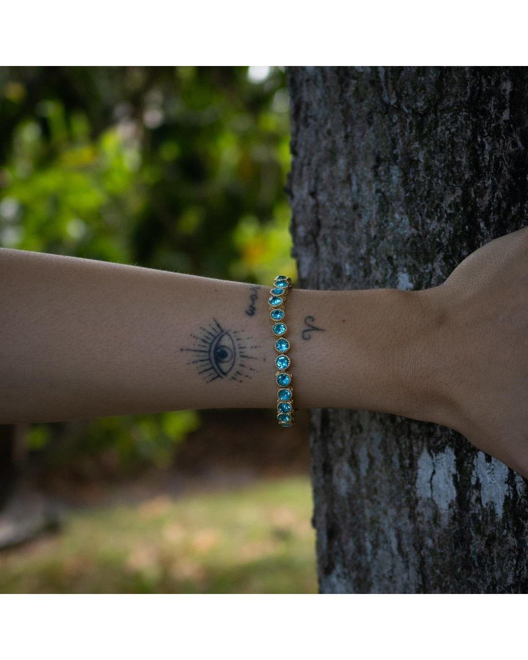 Ebru Jewelry Metallic Aquamarine Tennis Mystic Bracelet