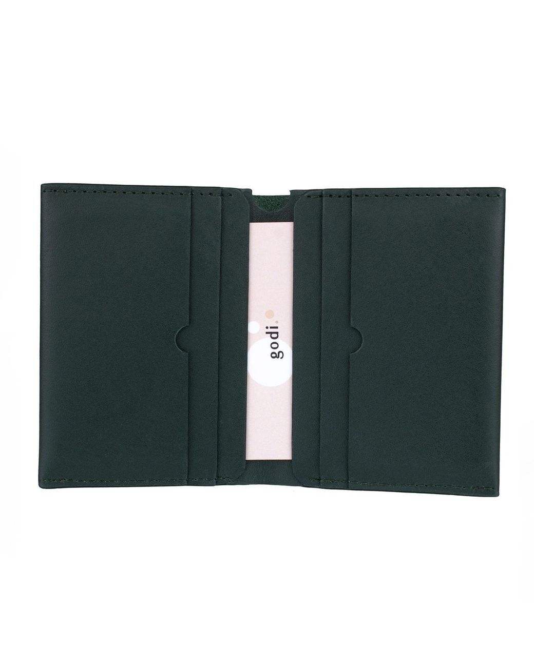 godi. Green Handmade Bifold Leather Wallet for men