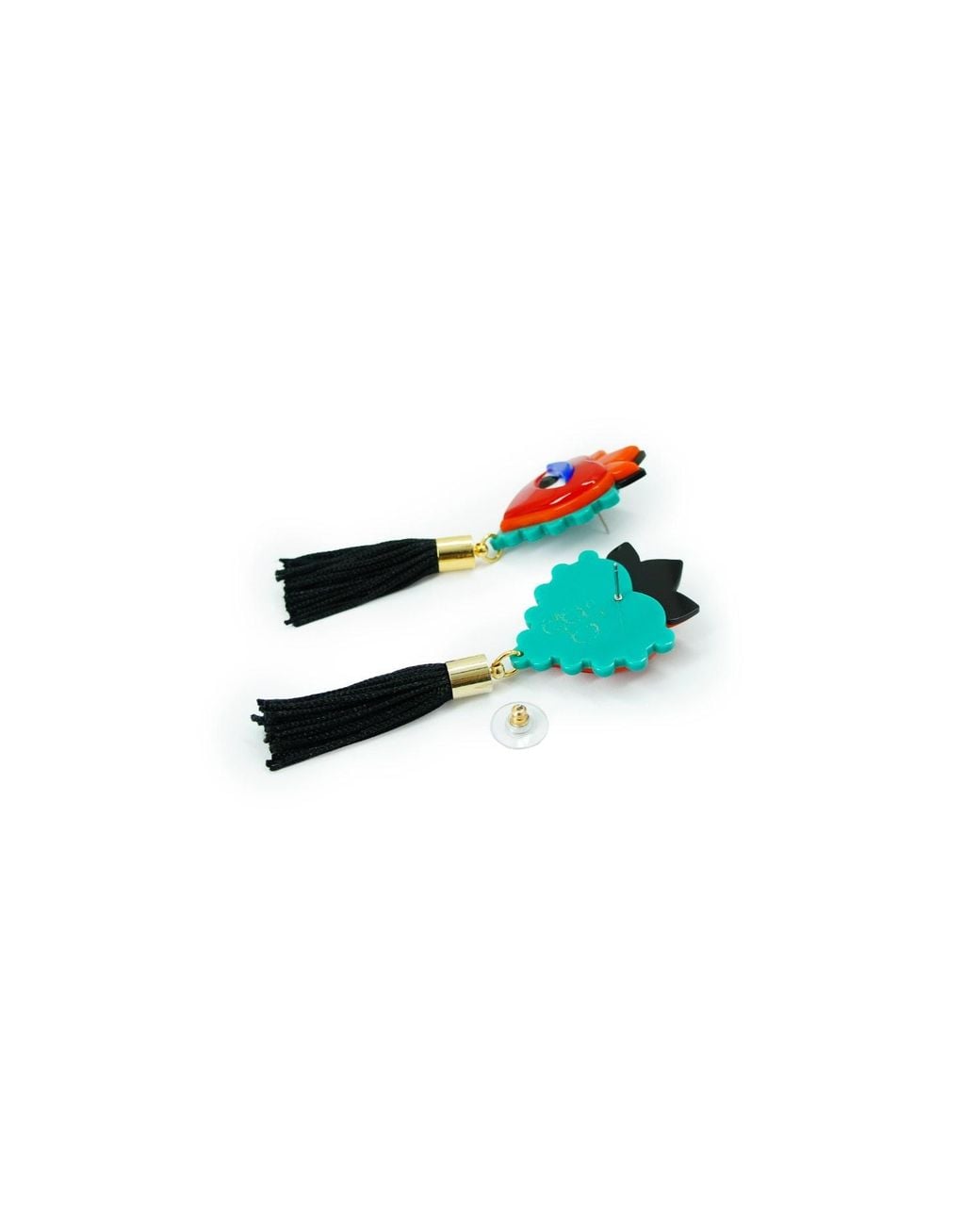 Gissa Bicalho Red Handmade Acrylic Earring Flame Heart