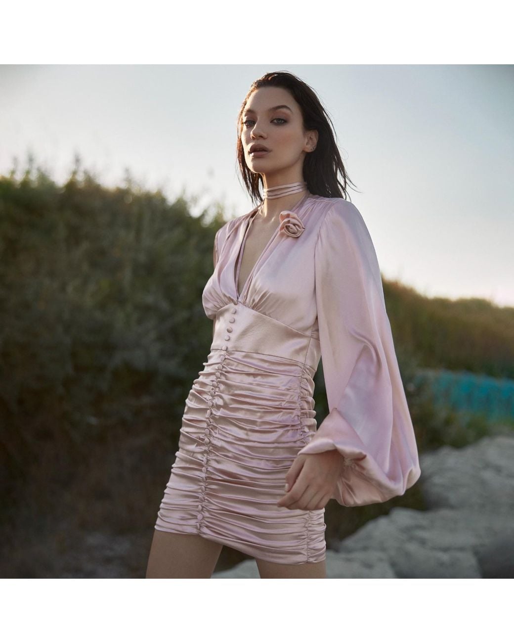 Lita Couture Pink Ruched Mini Dress