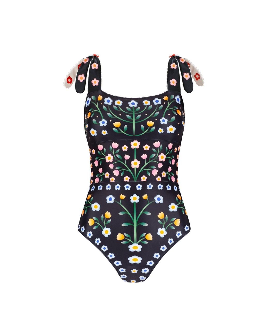 Jessie Zhao New York Blue Day/Night Garden Reversible One-Piece Swimsuit