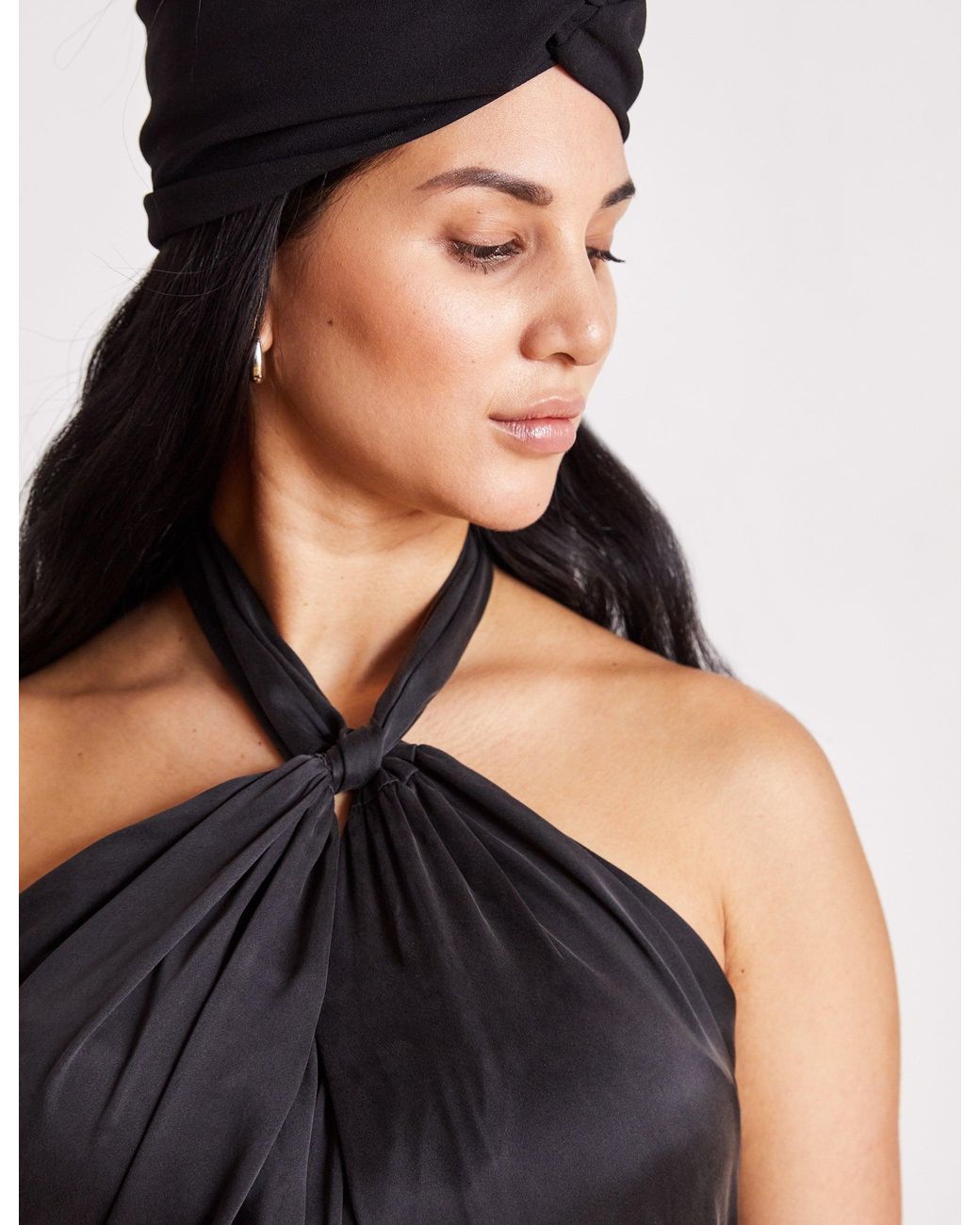 The Summer Edit Black Maya Sandwashed Silk Bandeau Dress