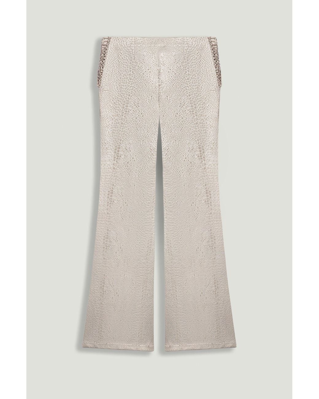 Nocturne White Snake Print Jacquard Flare Trousers