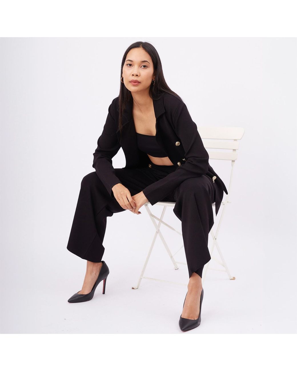 Peraluna Black Katherine Standard Cut Knit Blazer