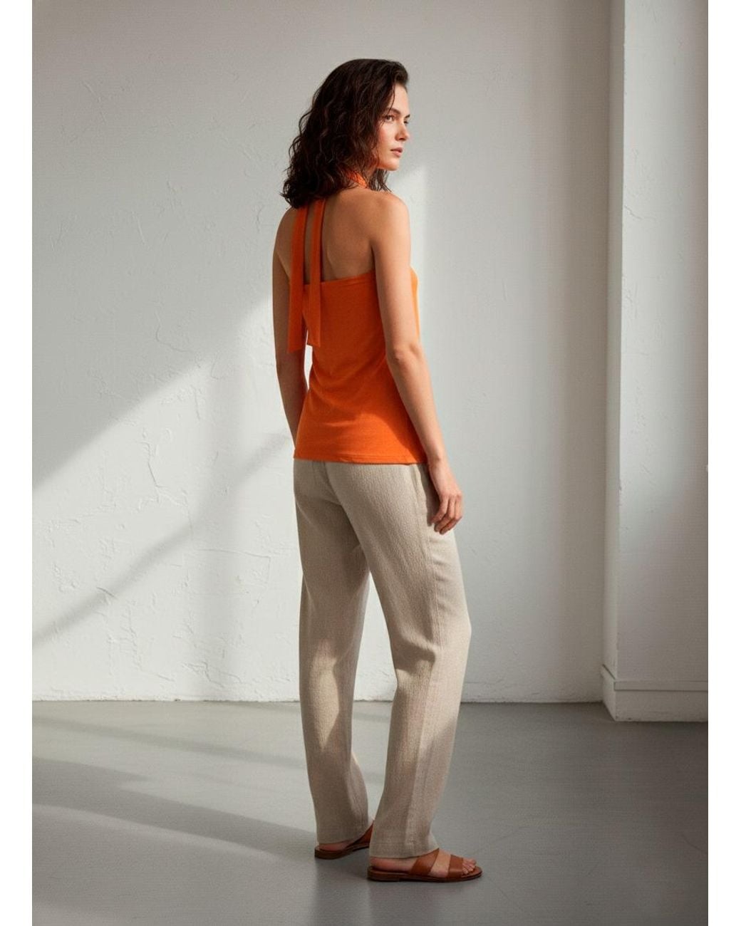 Conquista Orange Halter Neck Top – Effortless Summer Elegance