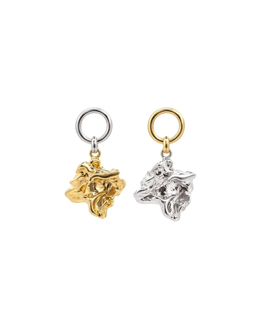 Uchi and Soto Metallic Nami Mixed Metals Molten Drop Earrings