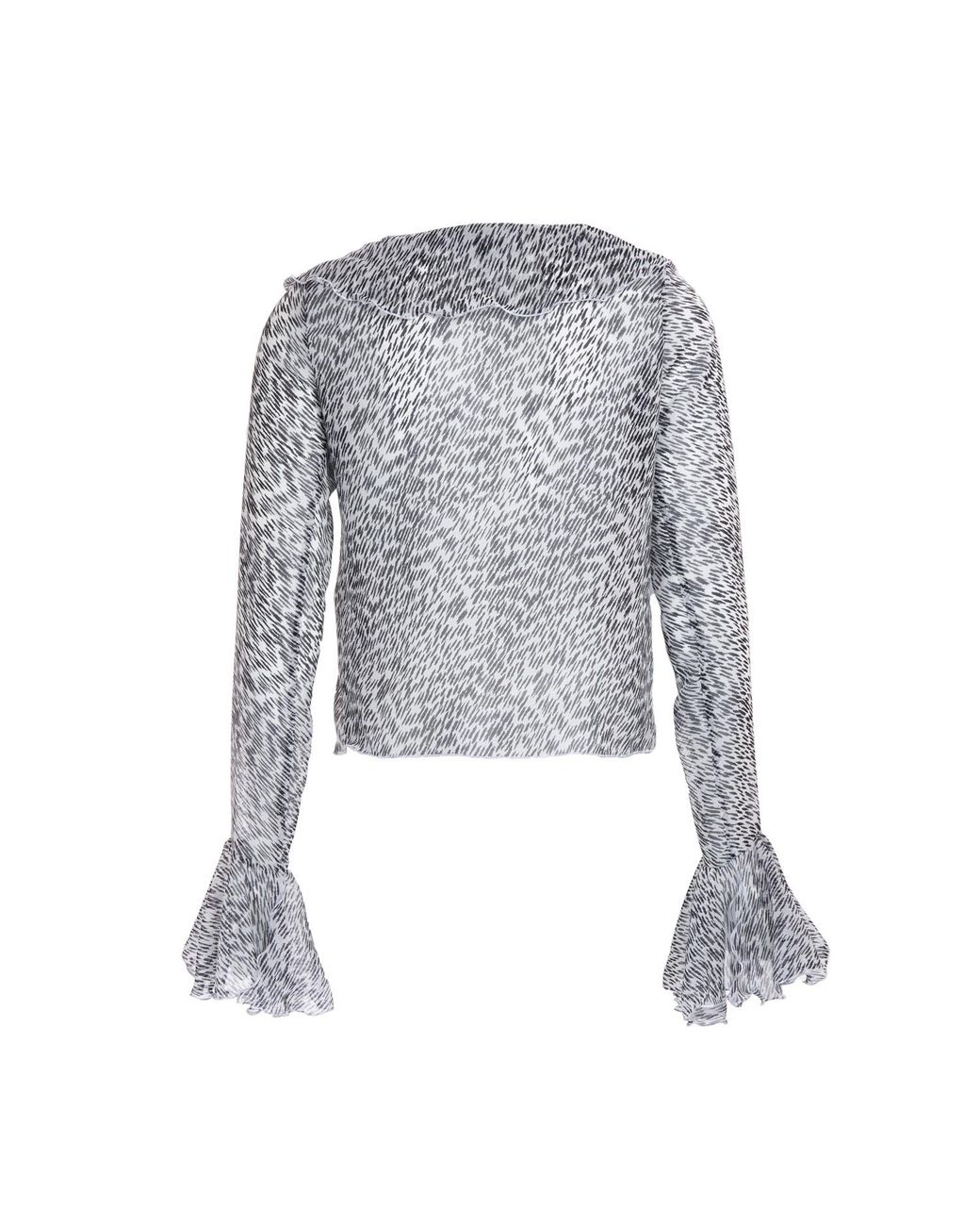 Sofia Tsereteli Gray Semi Transparent Silk Blouse With Print