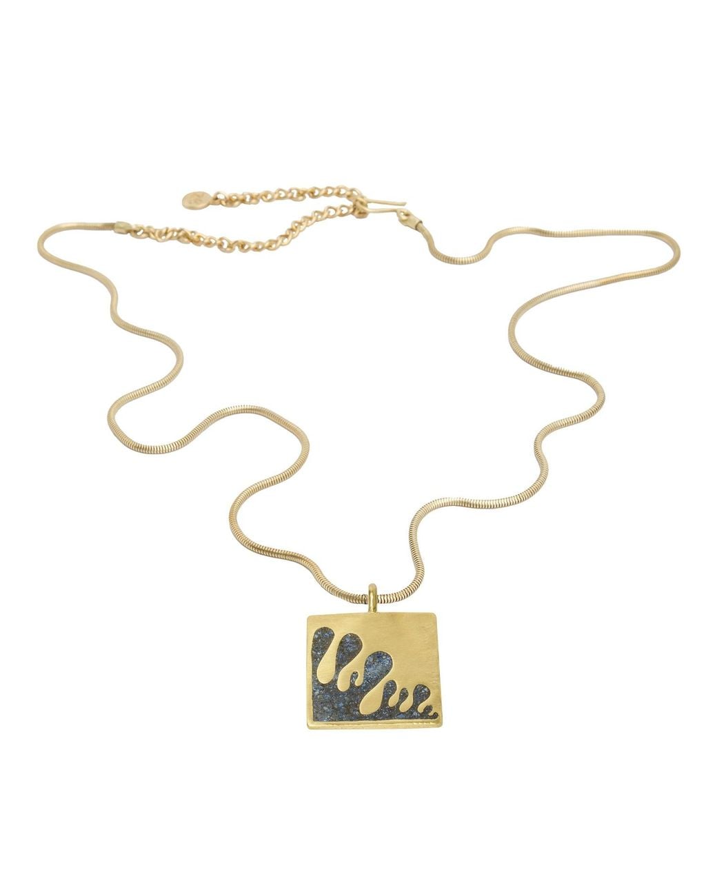 Zeworks Metallic Sahara Blues – Qatra Handcrafted Brass Necklace With Lapis Lazuli Inlay