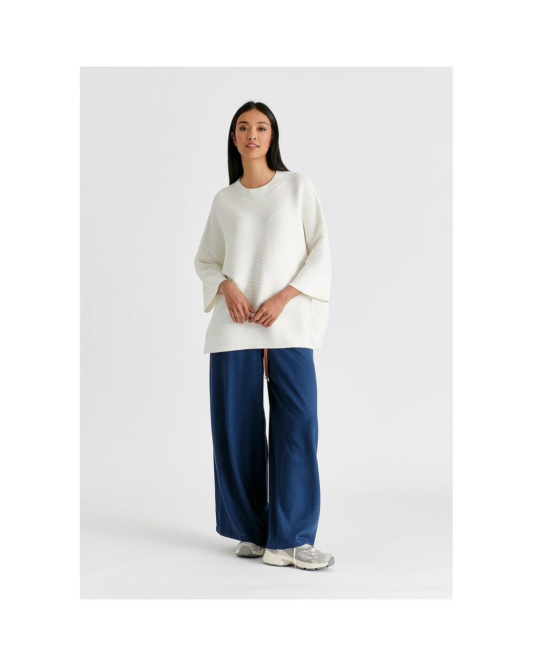 Paisie White Mock Neck Cropped Sleeve Ribbed Jumper