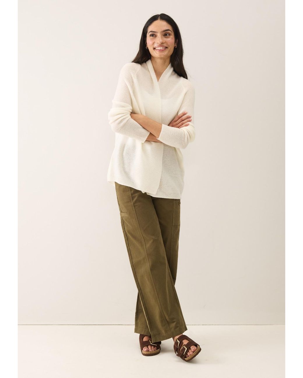 Loop Cashmere White Relaxed Edge To Edge Cardigan