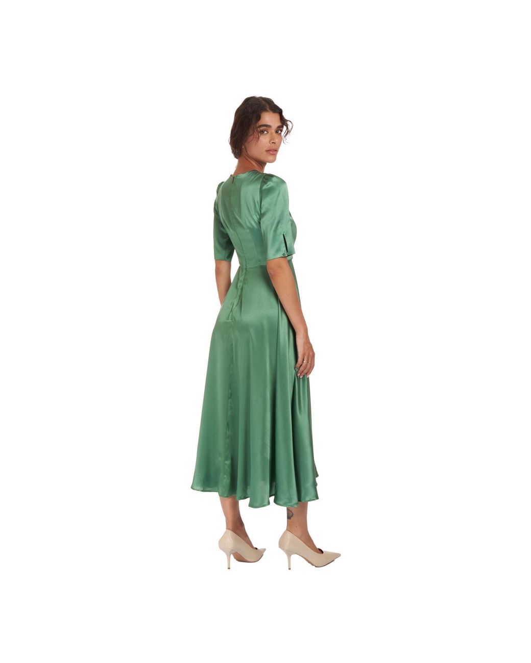 Sofia Tsereteli Green Royal Satin Gown