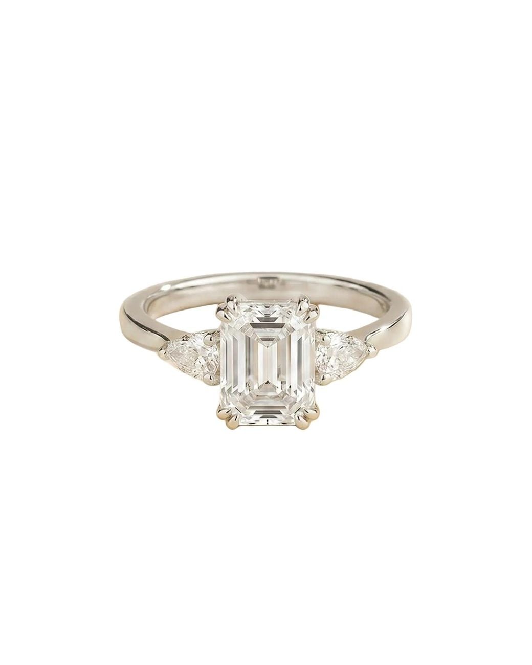 Juvetti White Ailes Diamond Emerald-Cut & Pear Side Diamonds Ring