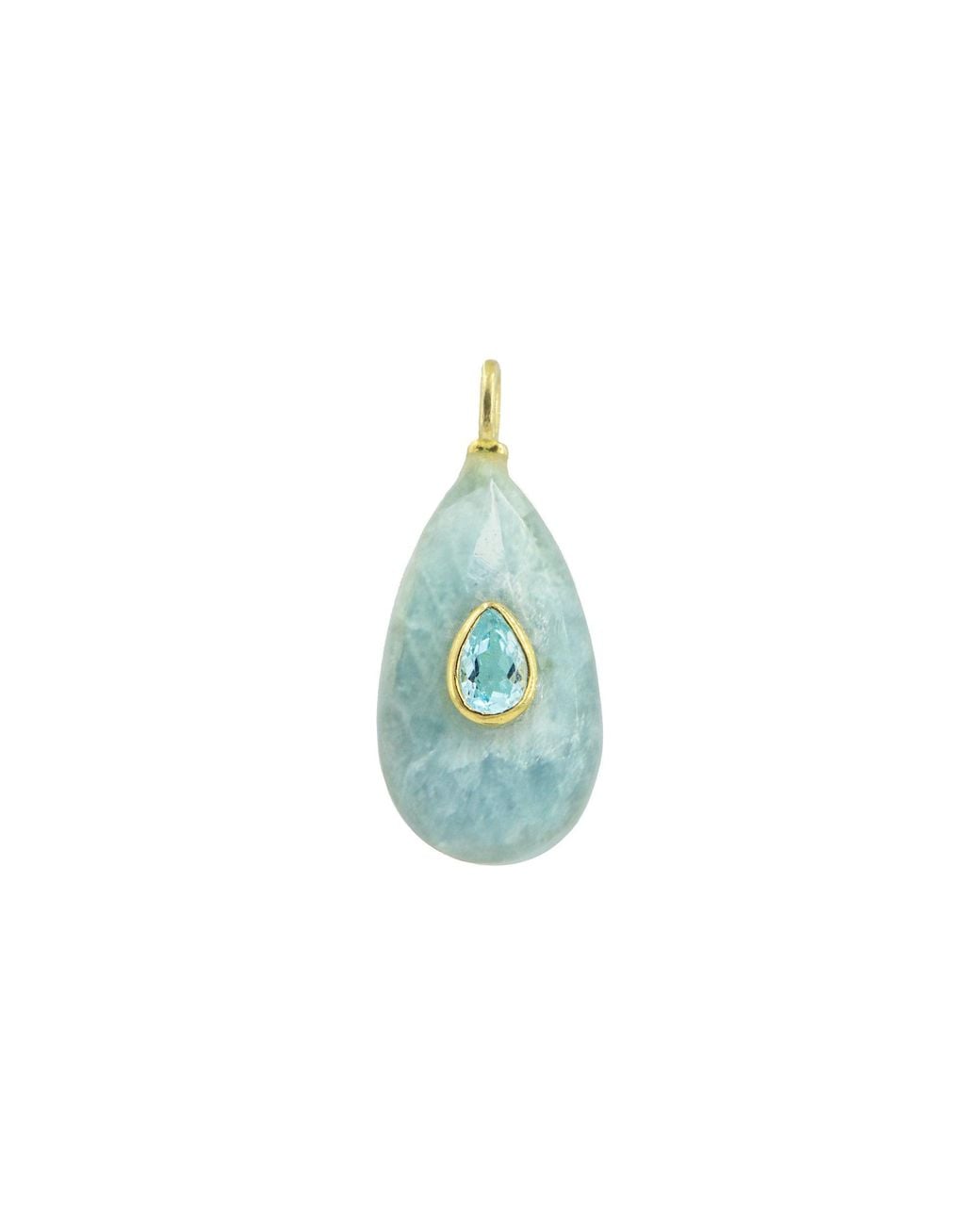 KAMARIA Blue Aquamarine Gemstone Pendant With Topaz