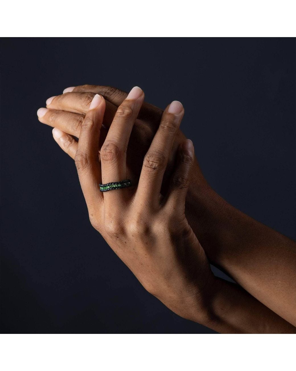 German Kabirski Blue Gaiete Anthracite Raw Tsavorite Ring