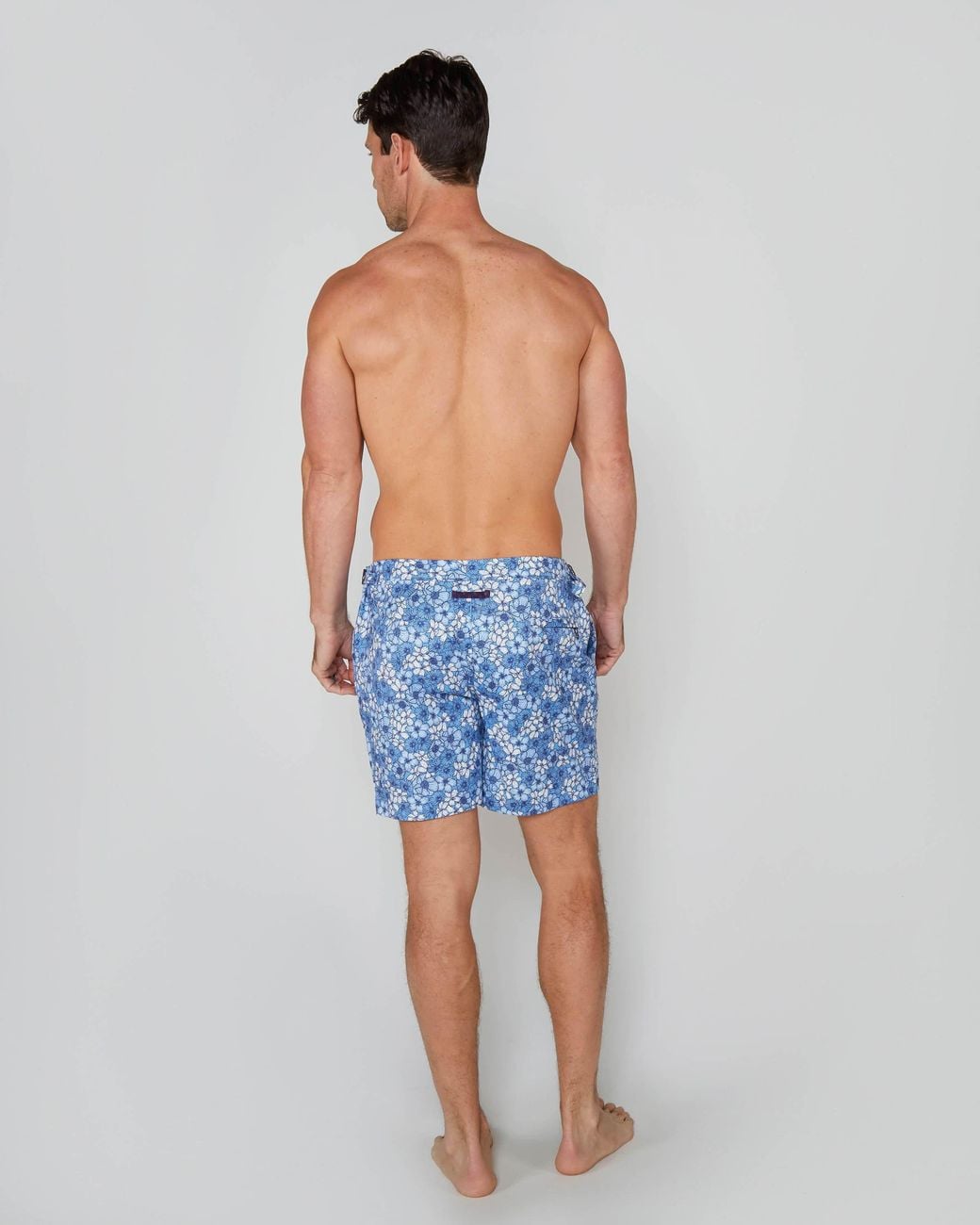 Lords of Harlech Blue Neptune Dense Floral Tailored Swim Short for men