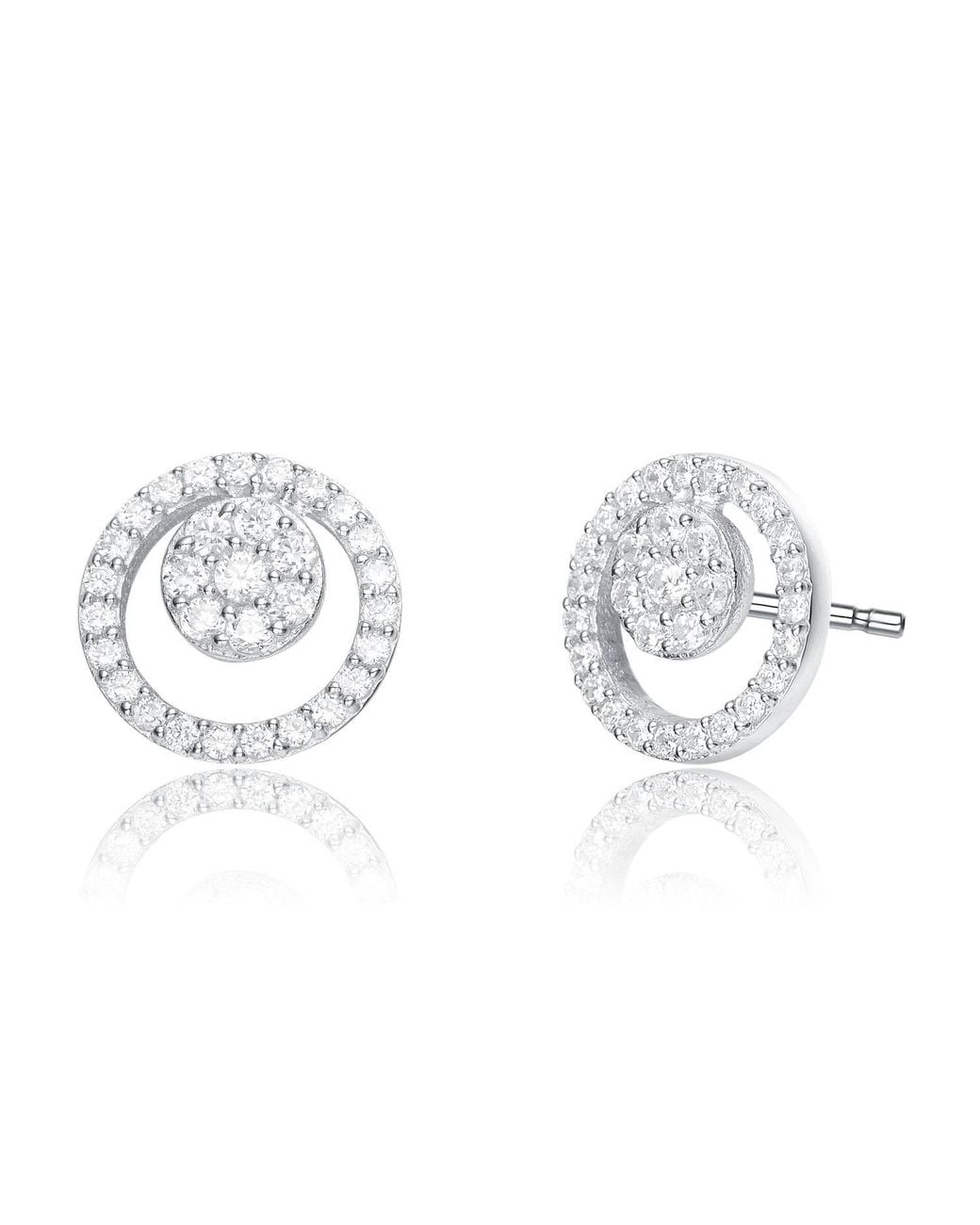 Genevive Jewelry Metallic Cubic Zirconia Sterling Plated Round Earrings