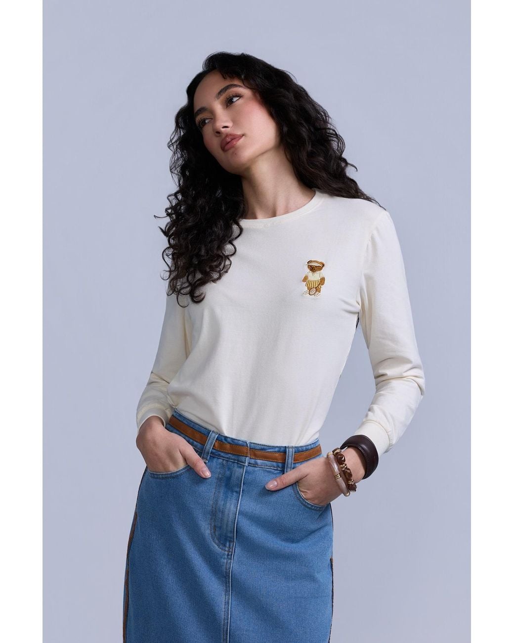 Rave on Trend White Teddy Icon Long Sleeve