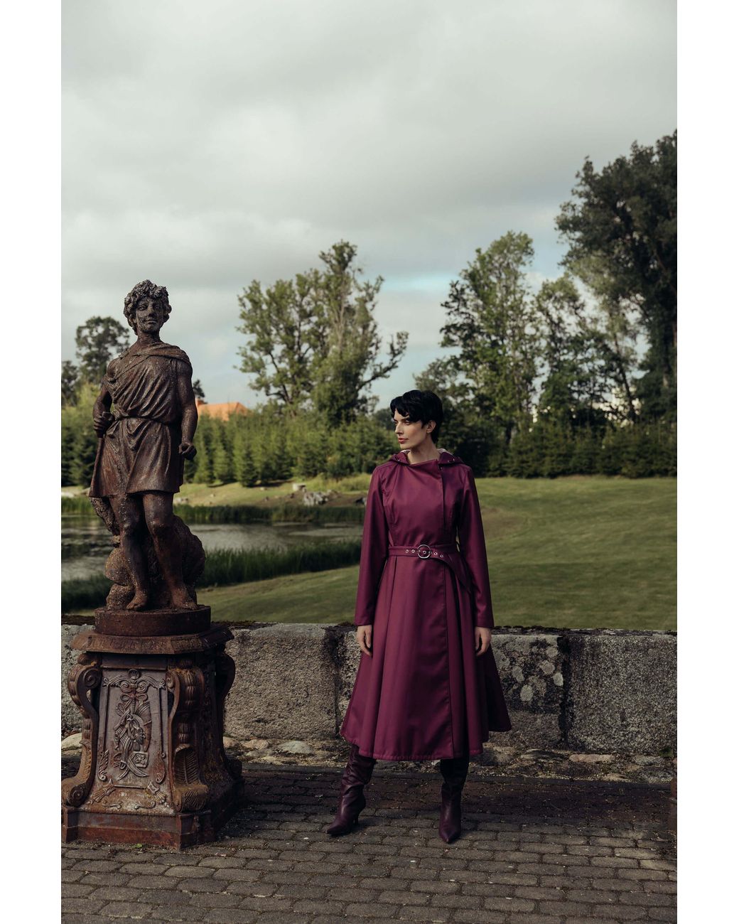 RainSisters Purple Double Breasted Trench Coat