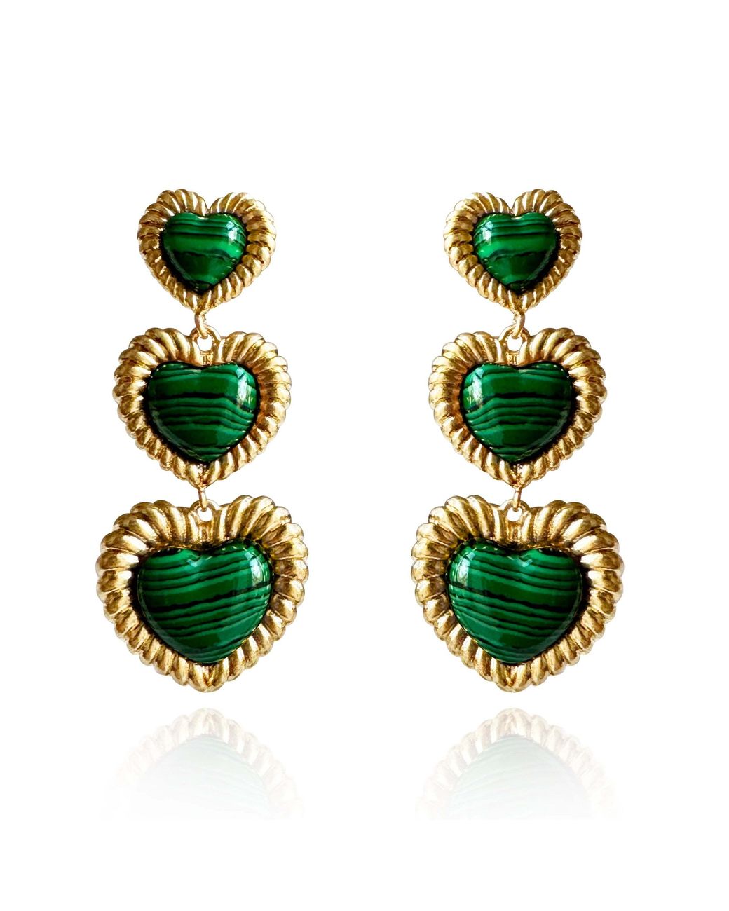 Laura Gray Metallic Sloan Triple Heart Earrings