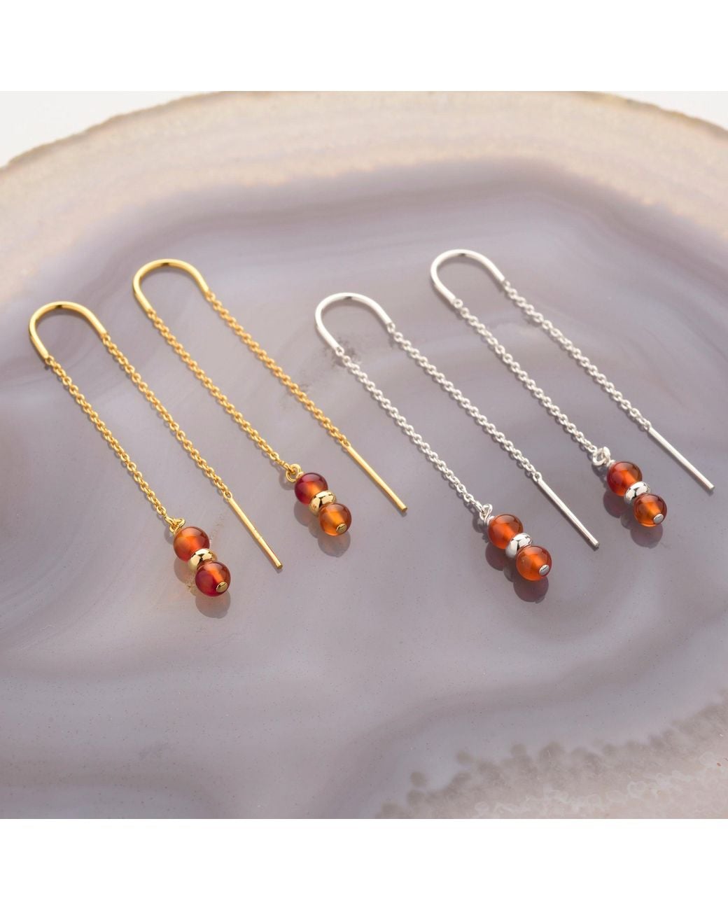 Nellou Jewellery White Fall Birthstone Earrings July Carnelian Sterling