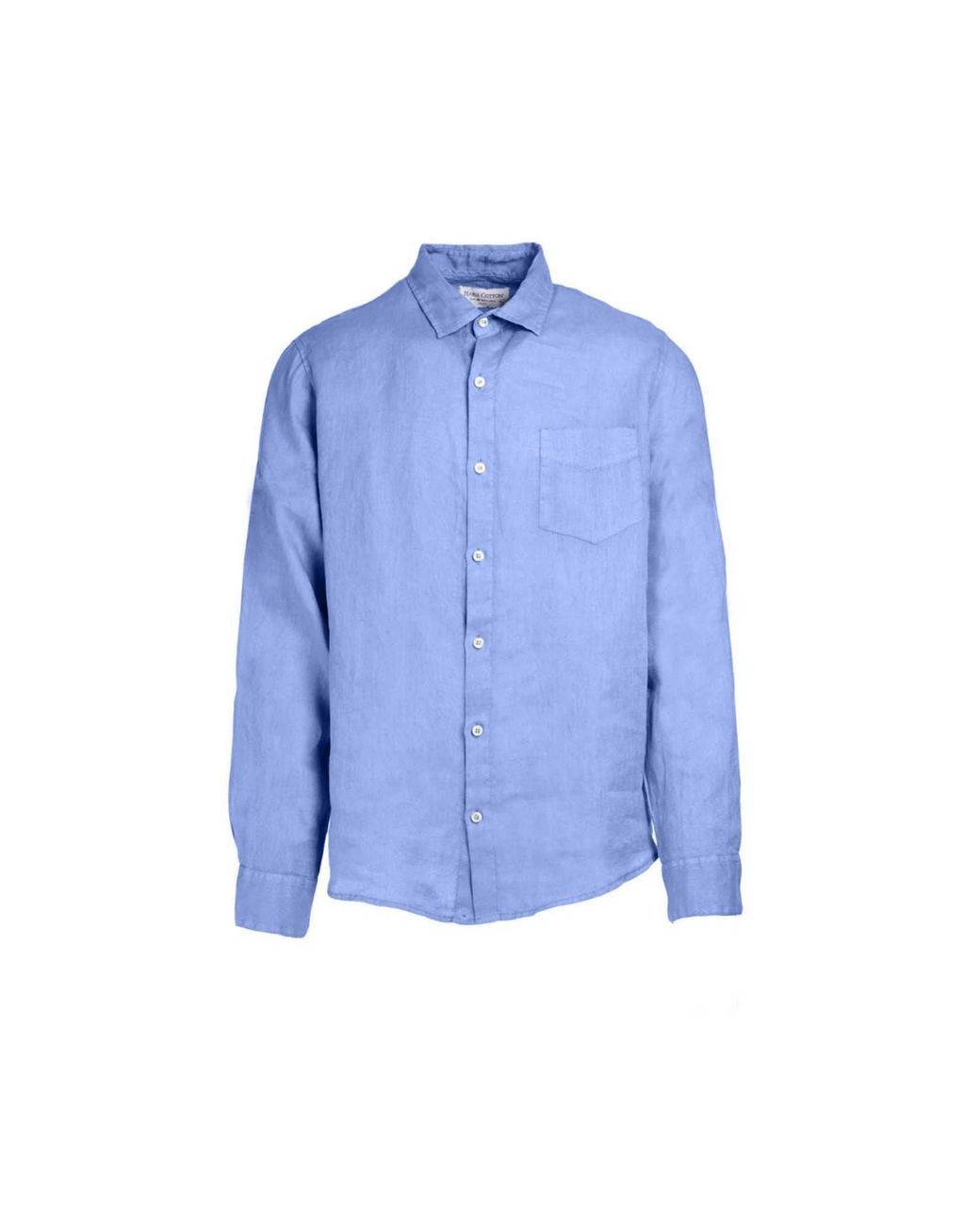 Haris Cotton Blue Long Sleeved Front Pocket Linen Shirt for men