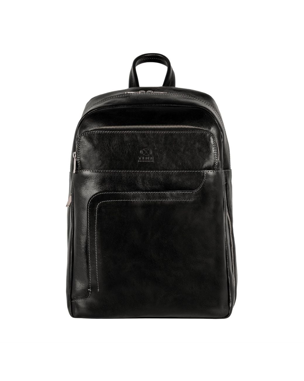 Time Resistance Black Large Leather Backpack for men