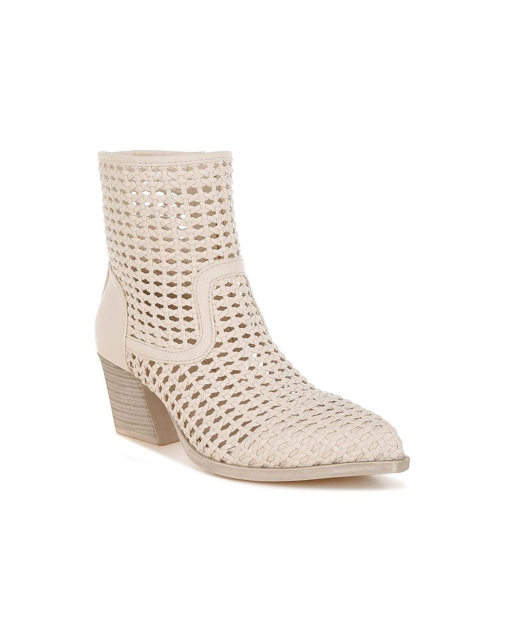 Rag & Co Natural Artisole Woven Pleather Block Heel Boots