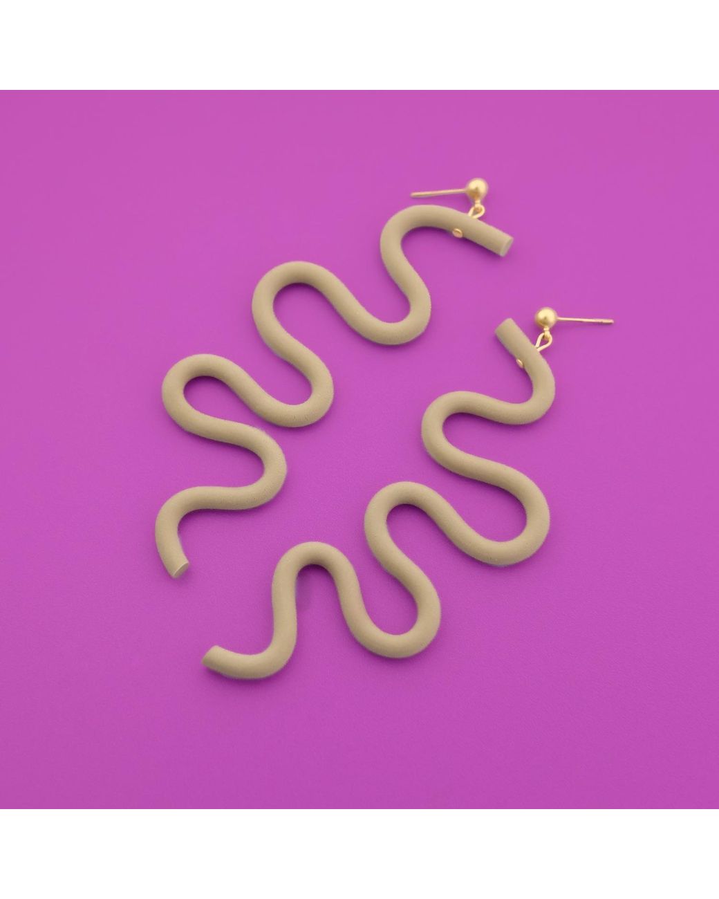 By Chavelli Metallic Neutrals Small Tube Squiggles Dangly Earrings