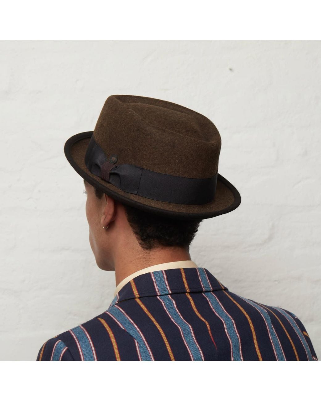 Dasmarca Hats Brown Jackson Chestnut Wool Felt Two Tone Porkpie Hat for men