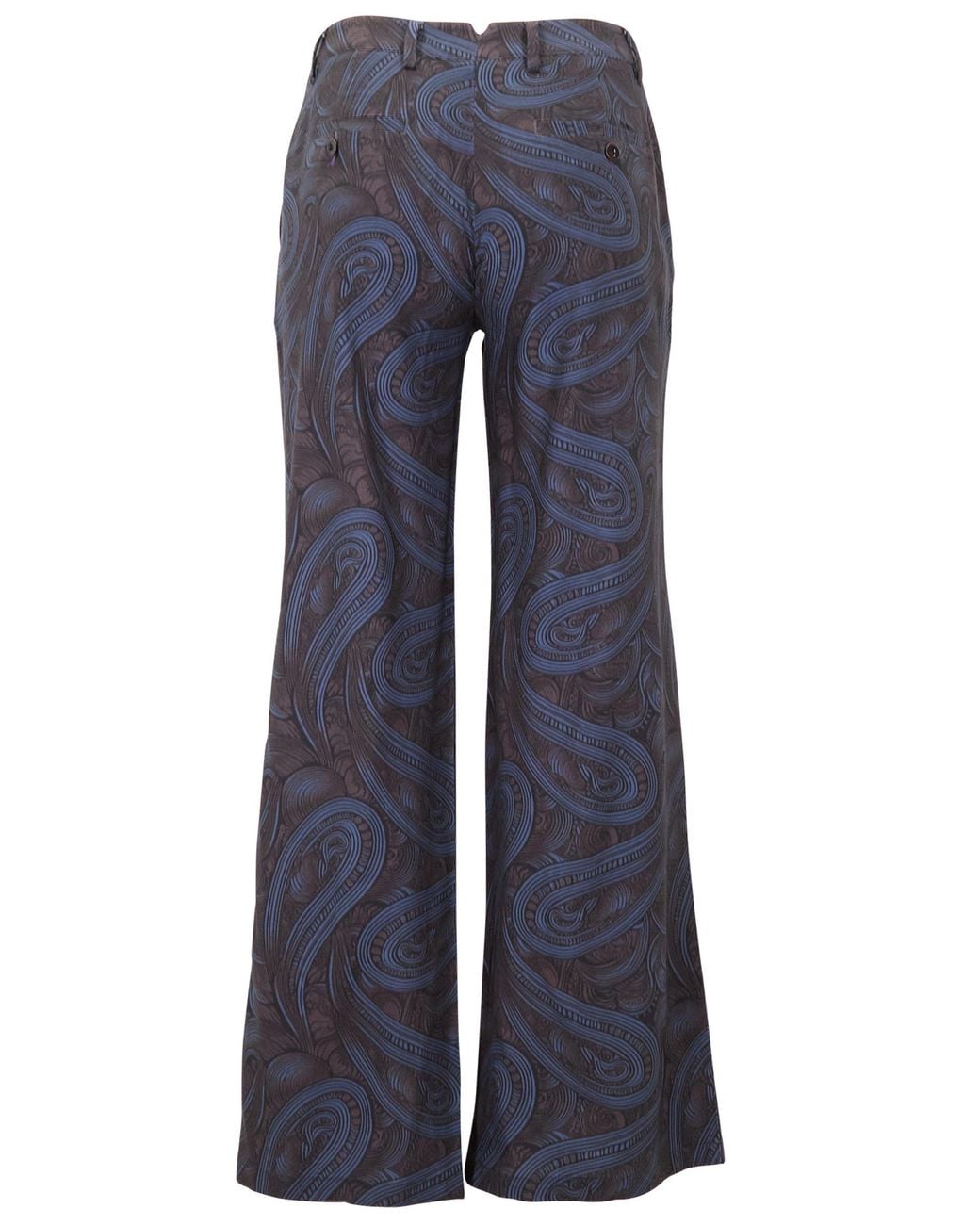 Lords of Harlech Blue Pheobe Paisley Badalona Brownie Wool Straight-Leg Pant