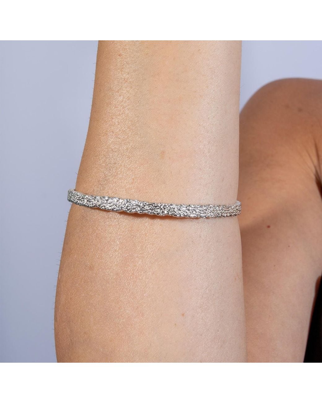 Lucy Quartermaine White Solid Sterling Hula Bangle