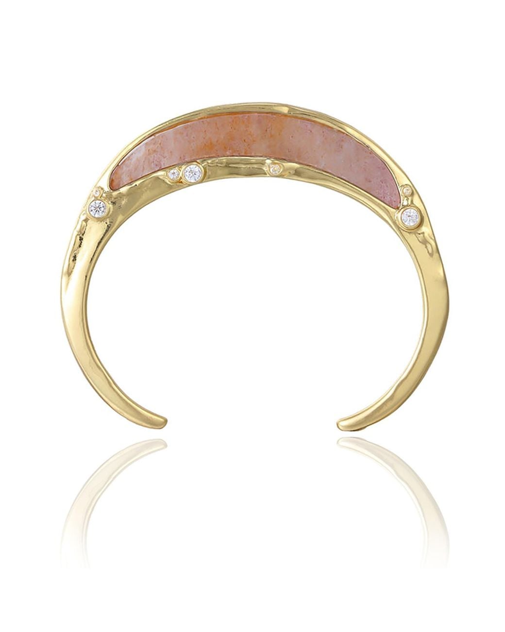 Rare Matters Jewelry Metallic Gemstone Inlay Bangle Cuff