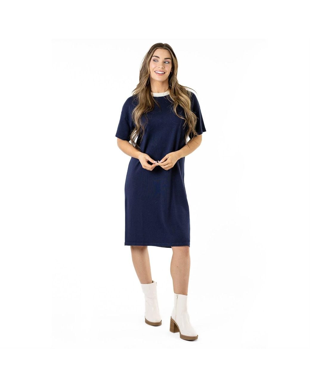Zenzee Blue Silk Cashmere Tee Shirt Dress