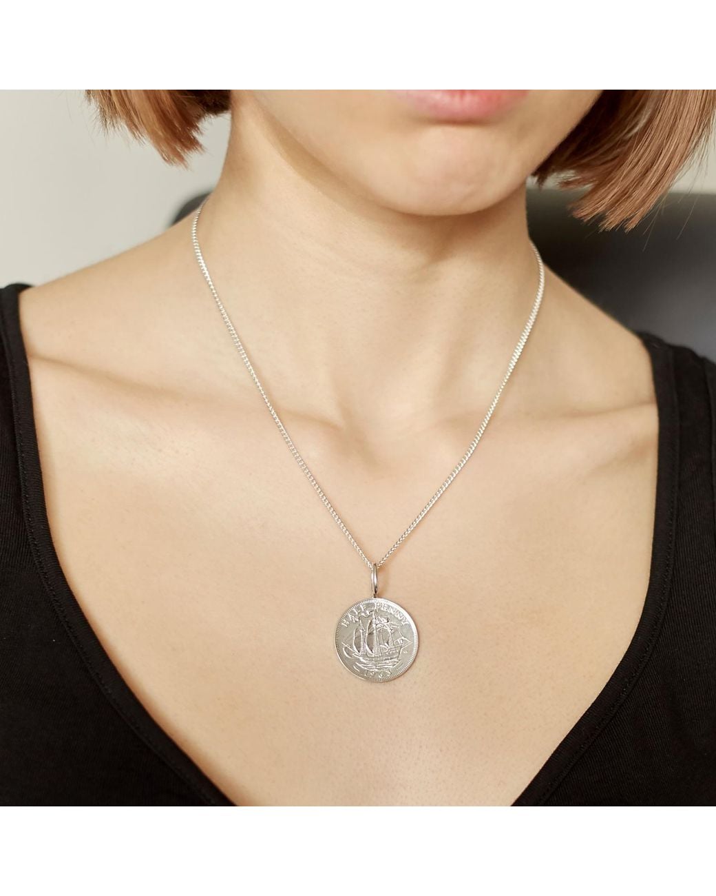 Katie Mullally Metallic British Half Penny & Chain for men