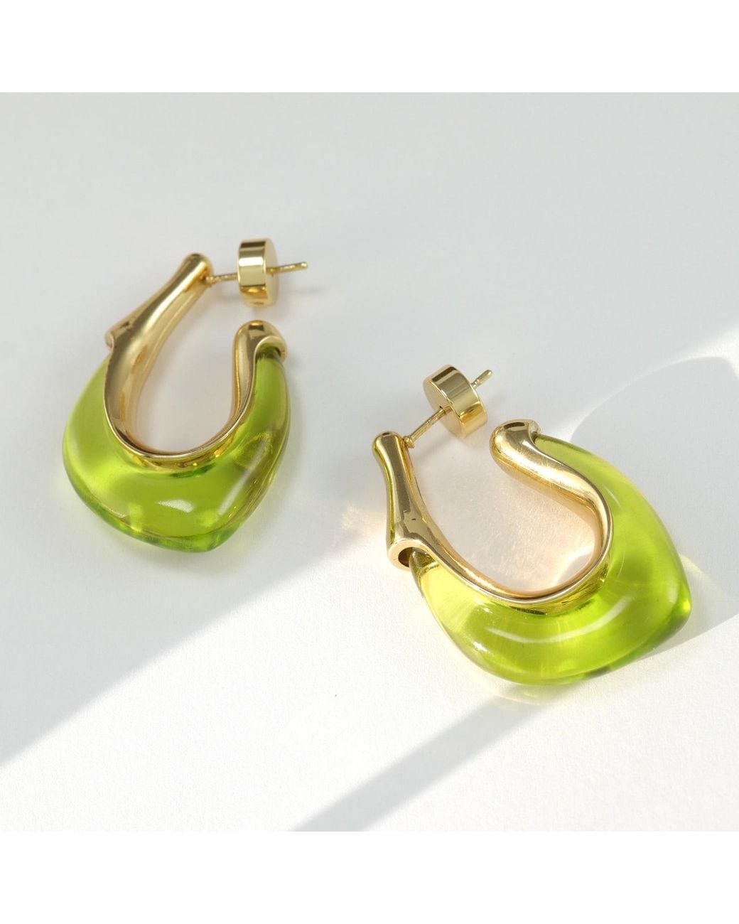 Hye Jane Jewelry Metallic Gaia Transparent Lime Resin Hoop Earrings