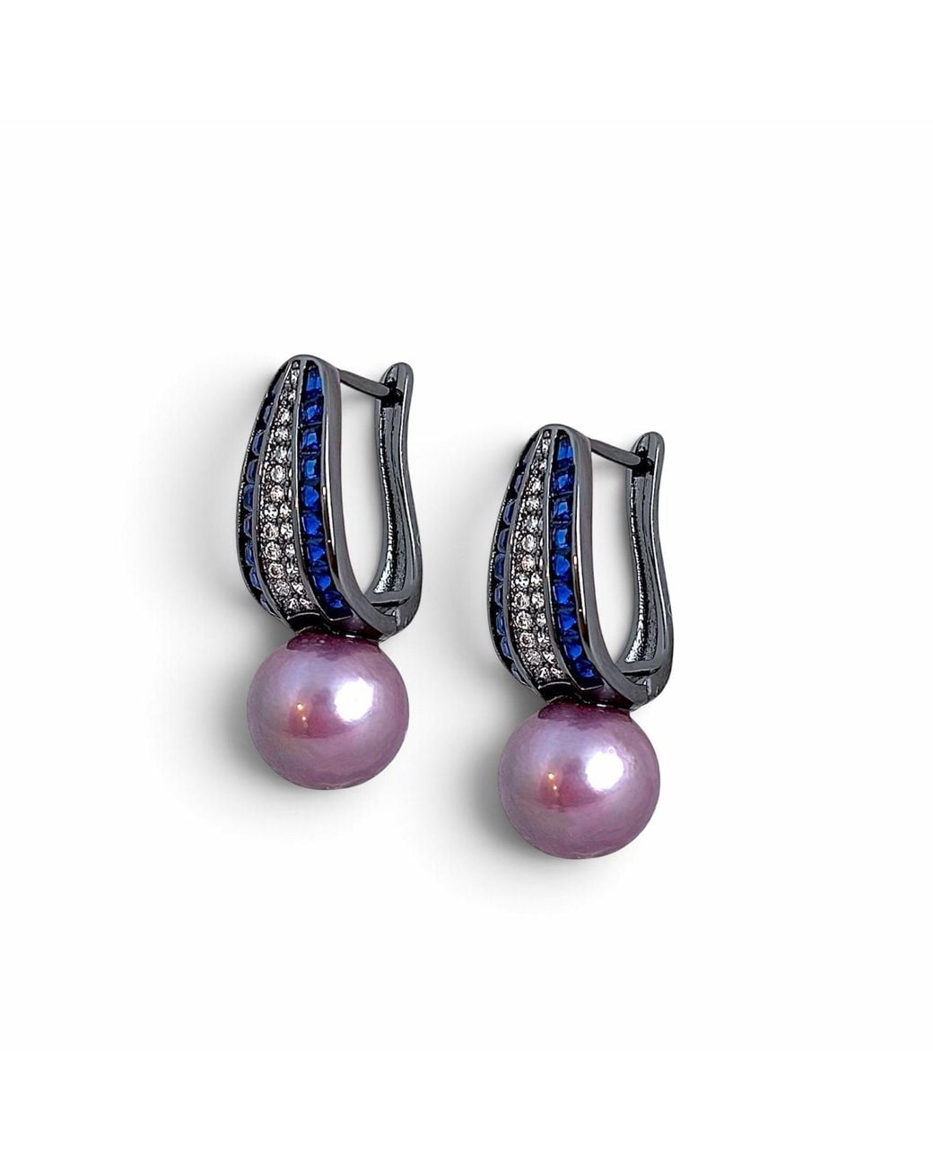 Ninemoo Blue Midnight Orbit Pearl Earrings