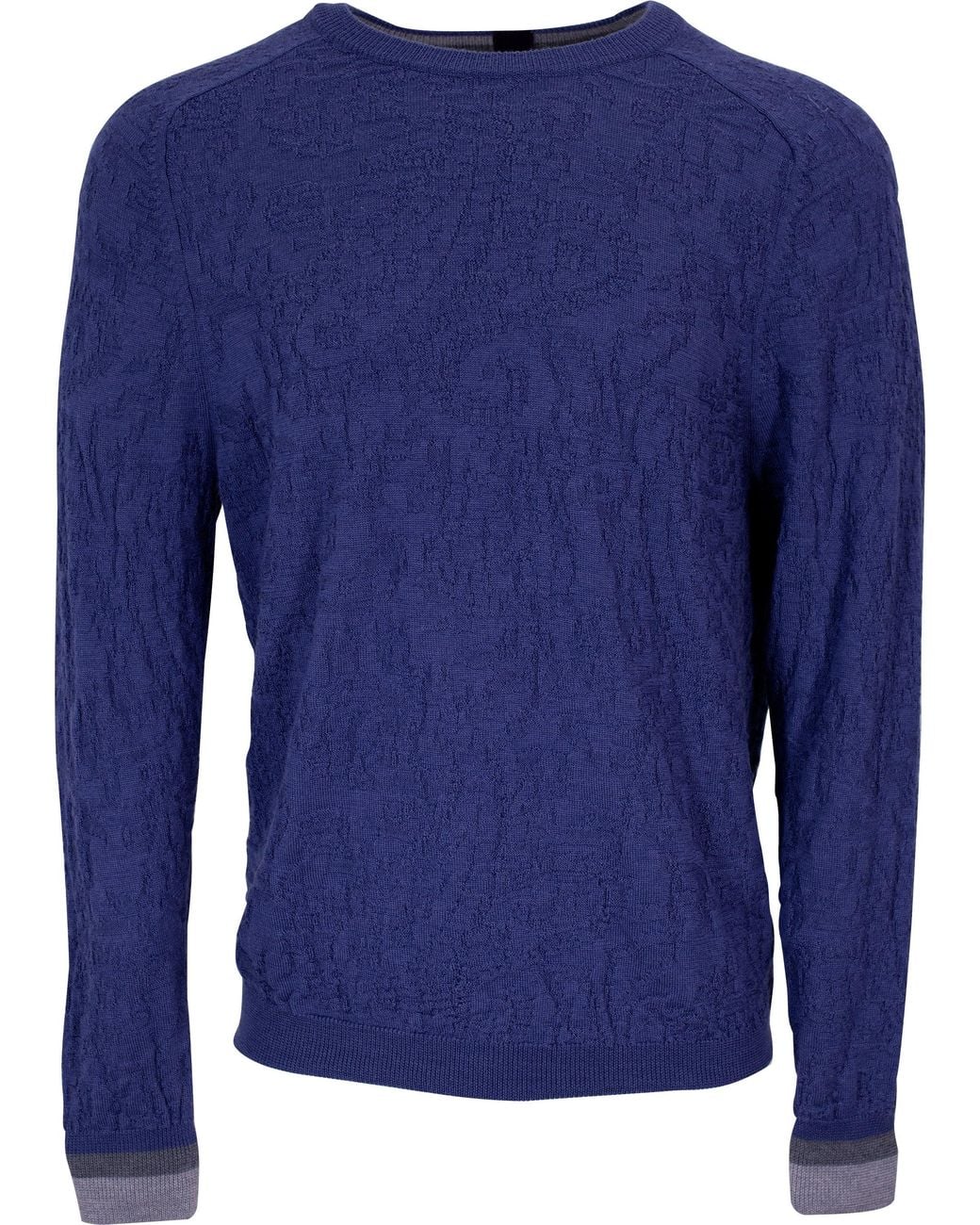Lords of Harlech Blue Colin Jacquard Merino Paisley Sweater for men