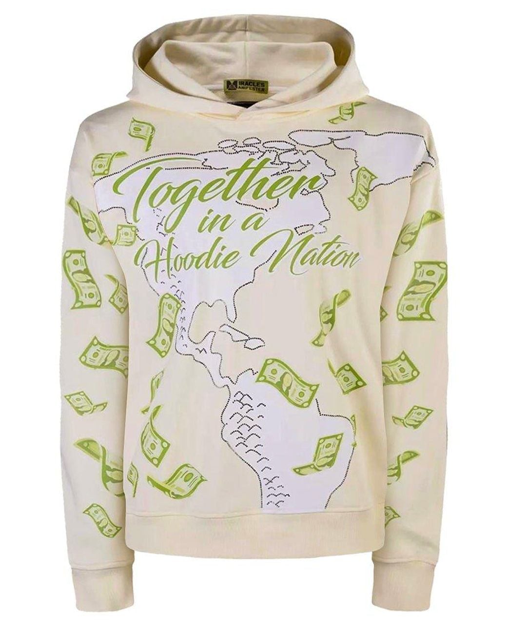 Miracles Manifester Gray Neutrals Manifestation Embroidered Hoodie With Rhinestone Design