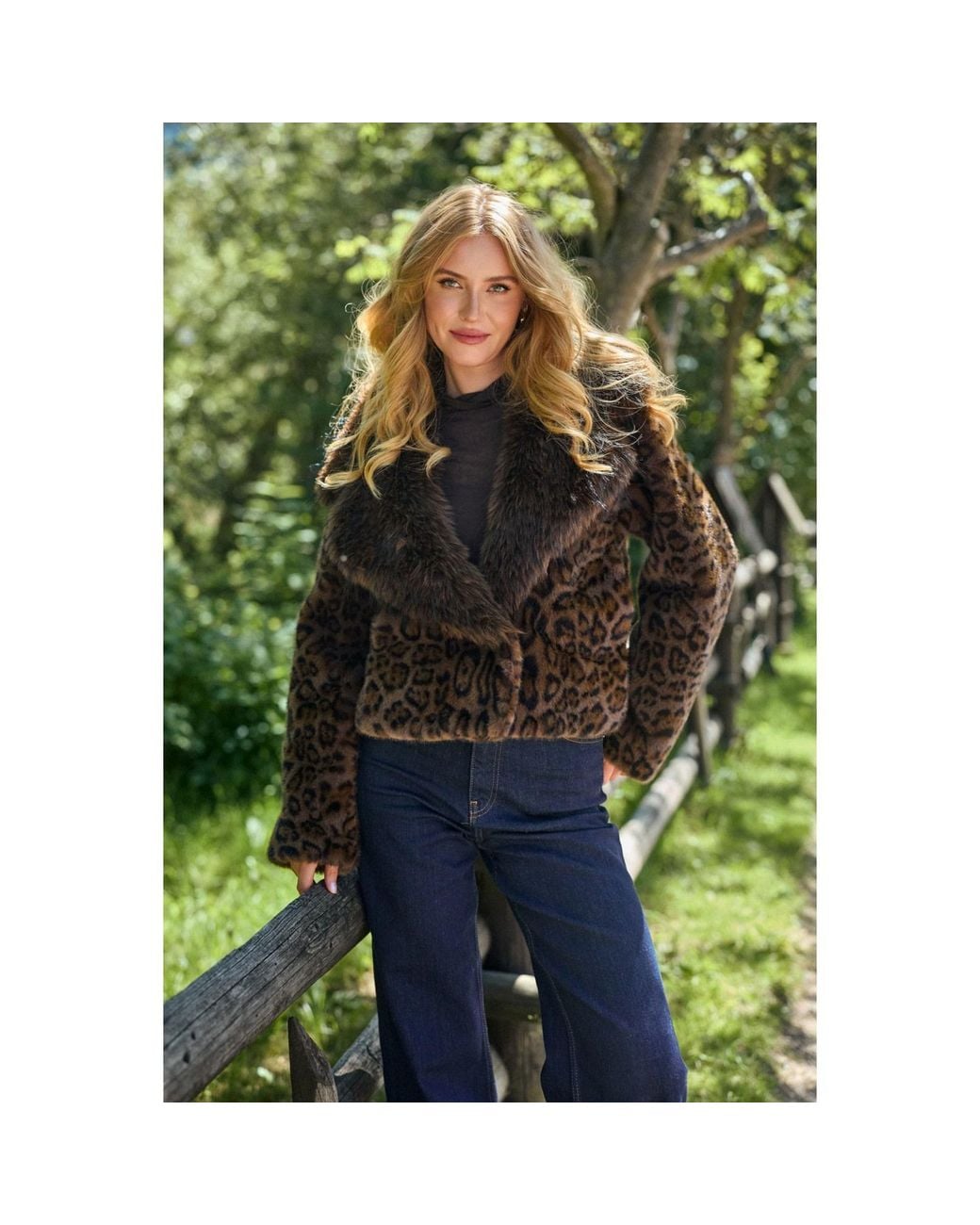 Saachi Brown Animal Print Faux Fur Jacket