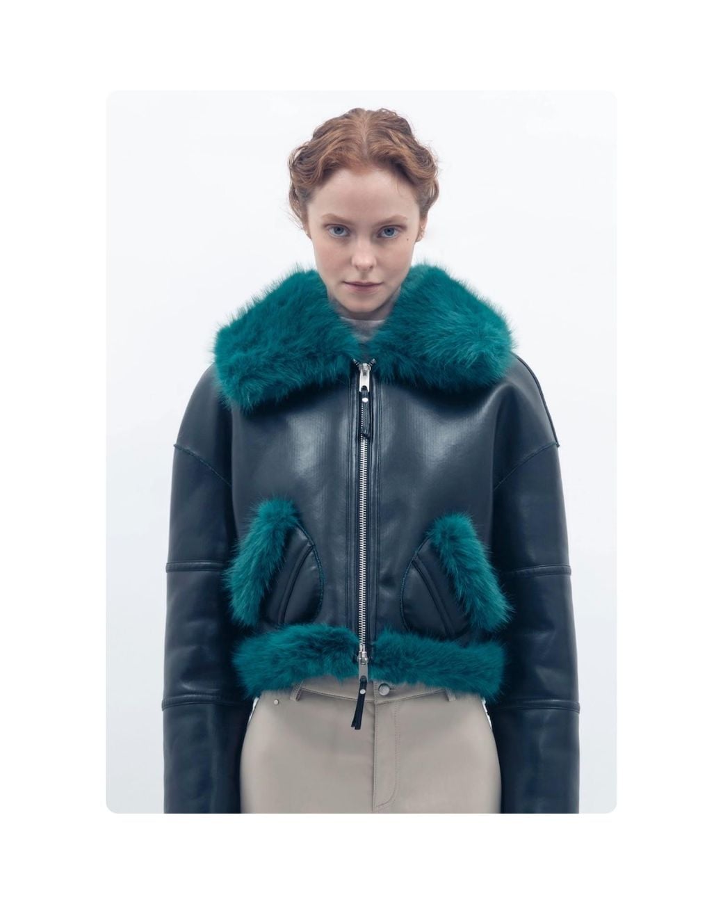 Jakke Blue Aviator Cropped Jacket